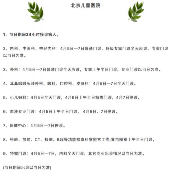 清明假期北京22家市屬醫院出診信息，快收藏