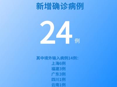 國家衛(wèi)健委：6月1日新增新冠肺炎確診病例24例其中本土病例10例