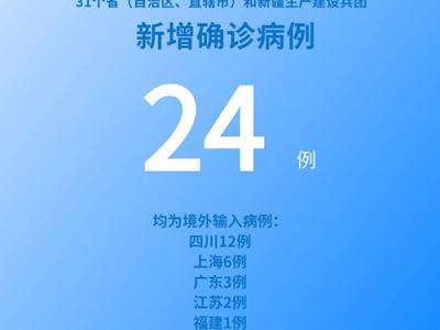 國家衛健委：6月22日新增新冠肺炎確診病例24例均為境外輸入病例