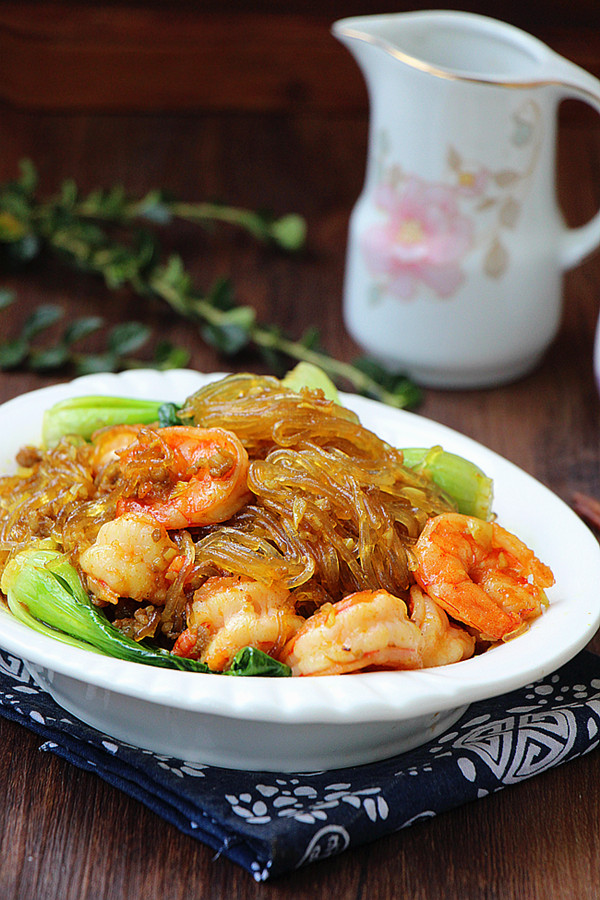 咖喱粉絲蝦的做法-咸鮮味炒菜譜