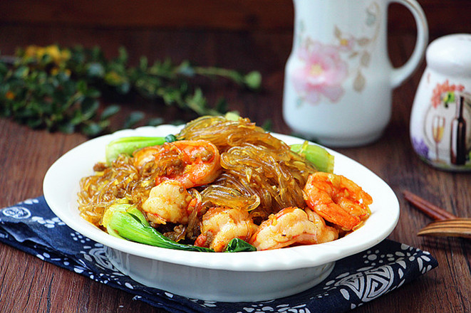 咖喱粉絲蝦的做法-咸鮮味炒菜譜