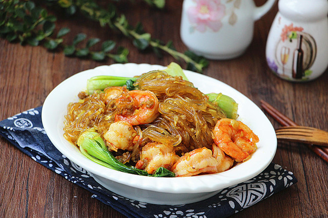 咖喱粉絲蝦的做法-咸鮮味炒菜譜