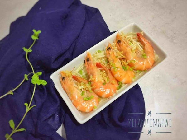 蝦蒸金針菇＃午餐＃的做法-家常味蒸菜譜