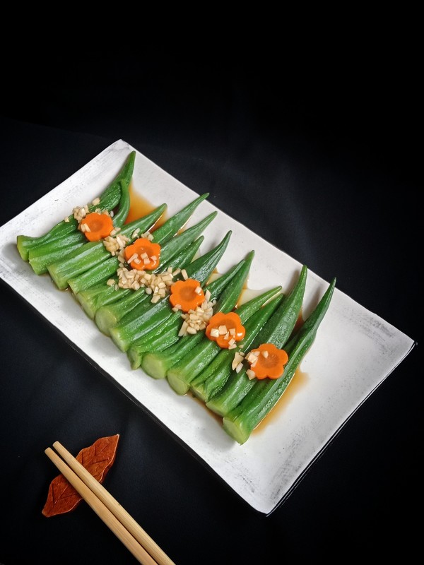 白灼秋葵的做法-酸甜味拌菜譜