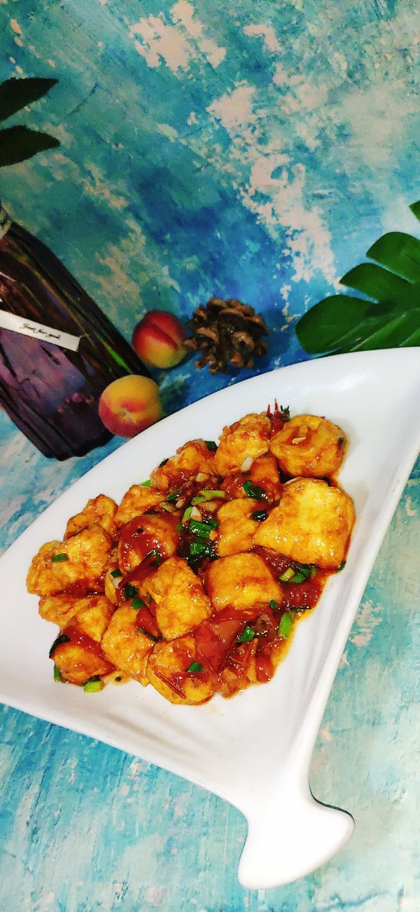 紅燒日本豆腐的做法-酸甜味燒菜譜