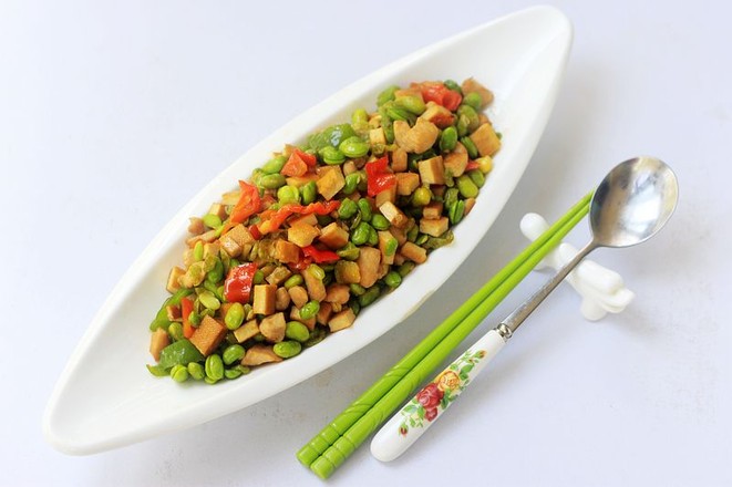 毛豆香干炒肉丁的做法-咸鮮味炒菜譜