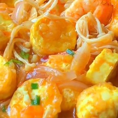 蝦仁豆腐煲的做法-咸鮮味燉菜譜