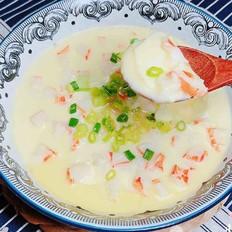 豆漿蟹柳蒸水蛋（經典家常粵菜）的做法-咸鮮味蒸菜譜