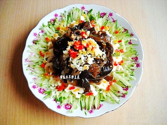 黃瓜木耳拌豆花的做法-酸辣味拌菜譜