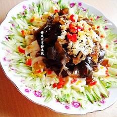 黃瓜木耳拌豆花的做法-酸辣味拌菜譜