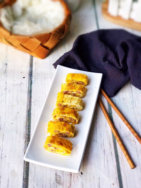 香腸雞蛋卷的做法-咸鮮味煎菜譜