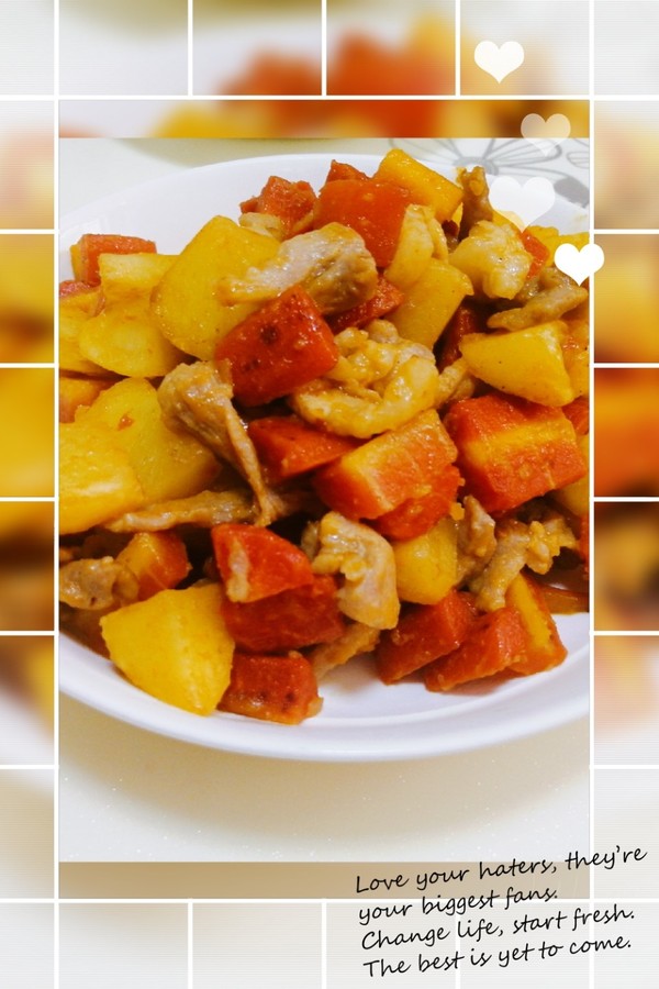 水果胡蘿卜土豆炒肉的做法-家常味炒菜譜