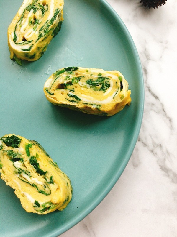 菠菜蛋燒的做法-咸鮮味煎菜譜