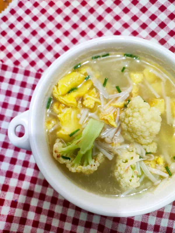 有機(jī)花菜雞蛋湯的做法-咸鮮味煮菜譜