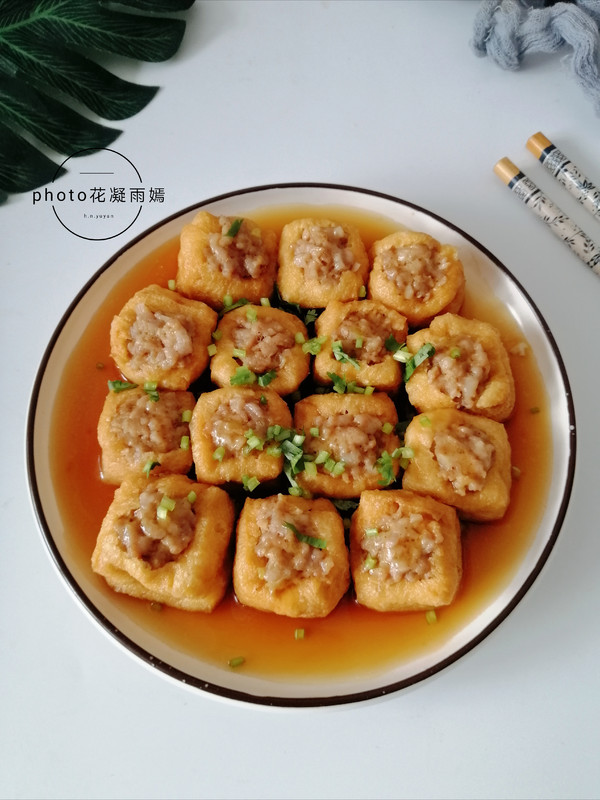 油豆腐釀肉的做法-家常味蒸菜譜