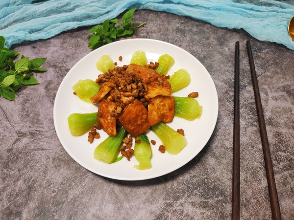 家常青菜豆腐，完美的搭檔，超級下飯！的做法-家常味煎菜譜