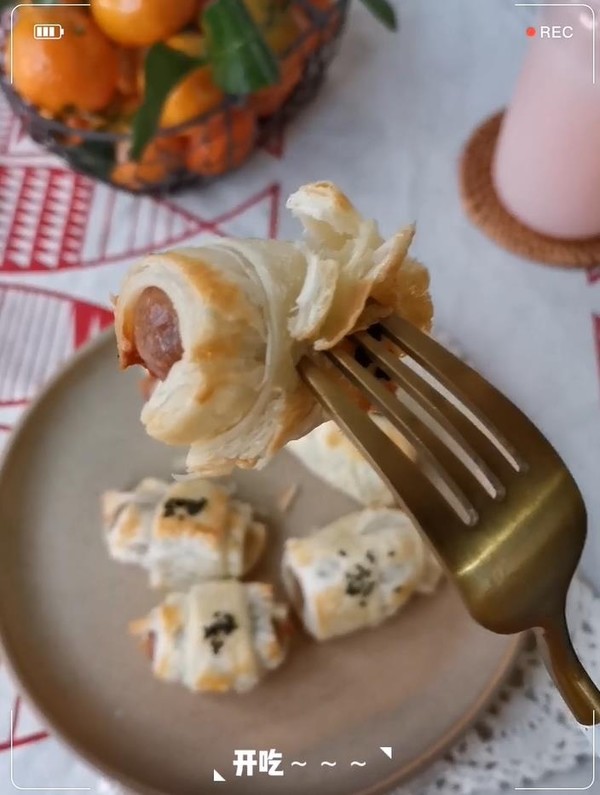 香腸酥皮卷的做法-家常味烤菜譜