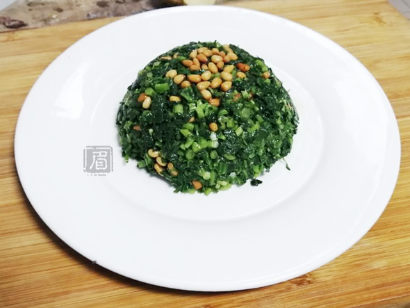 松子蓬花菜的做法-咸鮮味拌菜譜