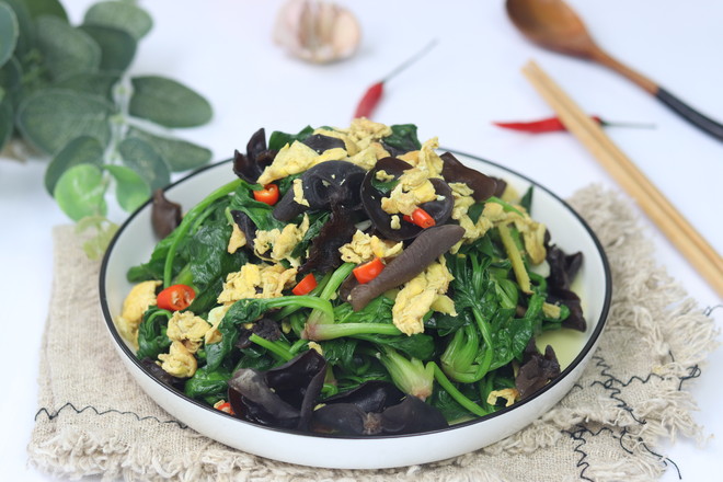 雞蛋木耳炒菠菜的做法-家常味炒菜譜-易網(wǎng)健康養(yǎng)生網(wǎng) 雞蛋木耳炒菠菜的做法-家常味炒菜譜