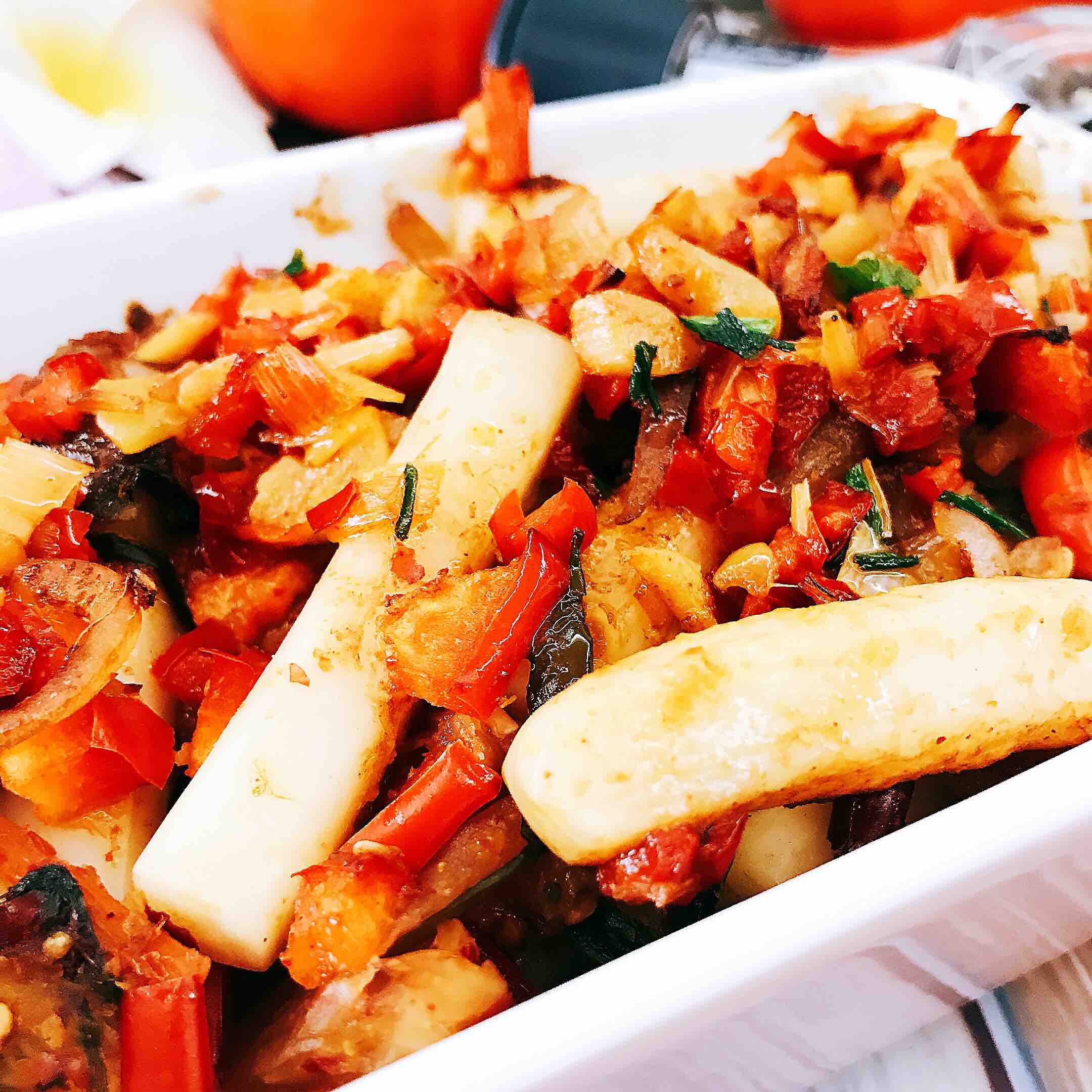 豬皮泡菜烤年糕的做法-酸辣味烤菜譜