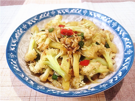 酸辣蝦皮炒菜花的做法-酸辣味炒菜譜
