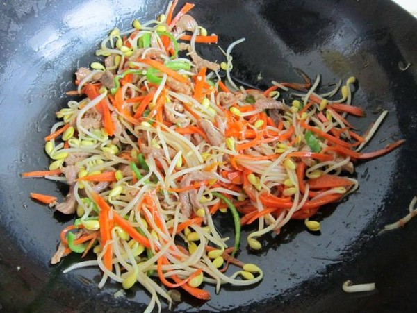 胡蘿卜黃豆芽炒肉的做法-家常味炒菜譜
