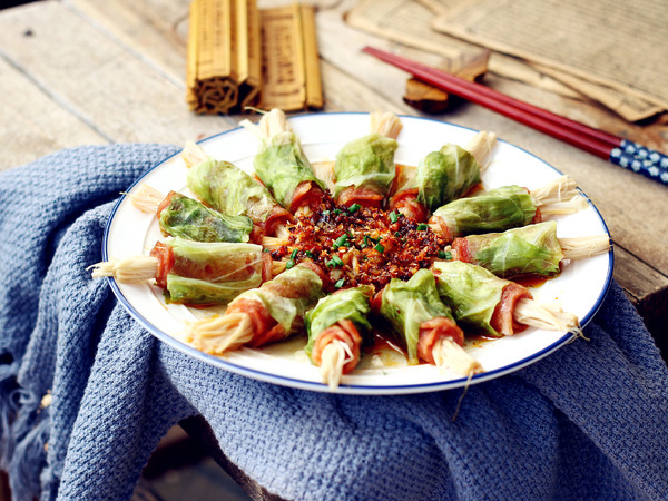 培根包菜卷的做法-咸鮮味蒸菜譜