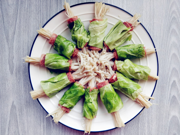 培根包菜卷的做法-咸鮮味蒸菜譜