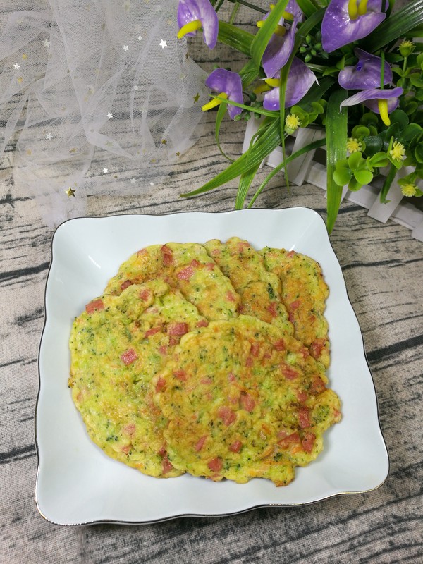 西蘭花菜餅的做法-家常味煎菜譜