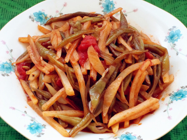 番茄炒雙豆的做法-家常味炒菜譜