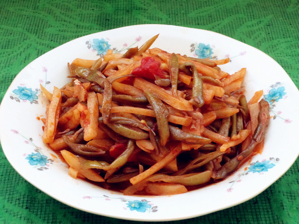 番茄炒雙豆的做法-家常味炒菜譜