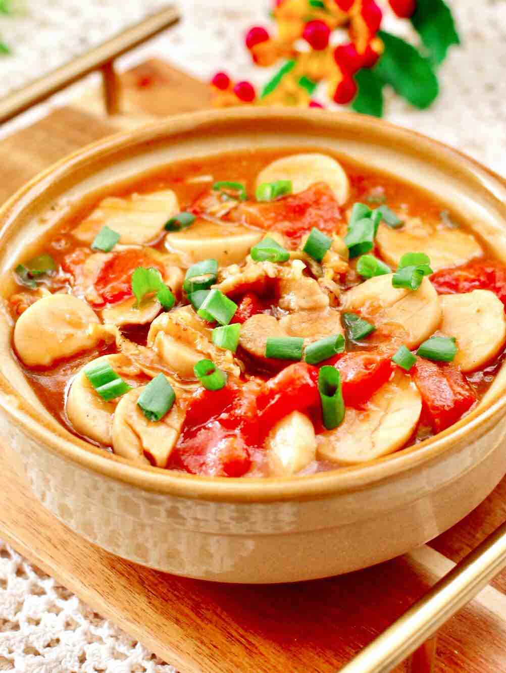 杏鮑菇扇貝花肉煲的做法-家常味燉菜譜