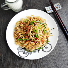 豆角肉絲炒面的做法-家常味炒菜譜