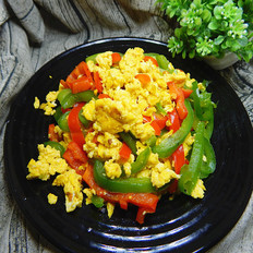 青紅椒炒雞蛋的做法-咸鮮味炒菜譜