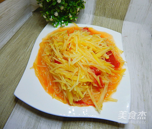 西紅柿炒土豆絲的做法-家常味炒菜譜
