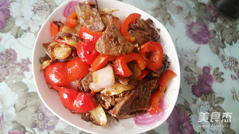 紅椒炒豬肝的做法-家常味炒菜譜