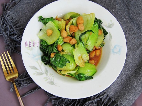 油菜炒扇貝柱的做法-咸鮮味炒菜譜