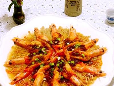 蒜蓉海蝦蒸金針菇的做法-家常味蒸菜譜