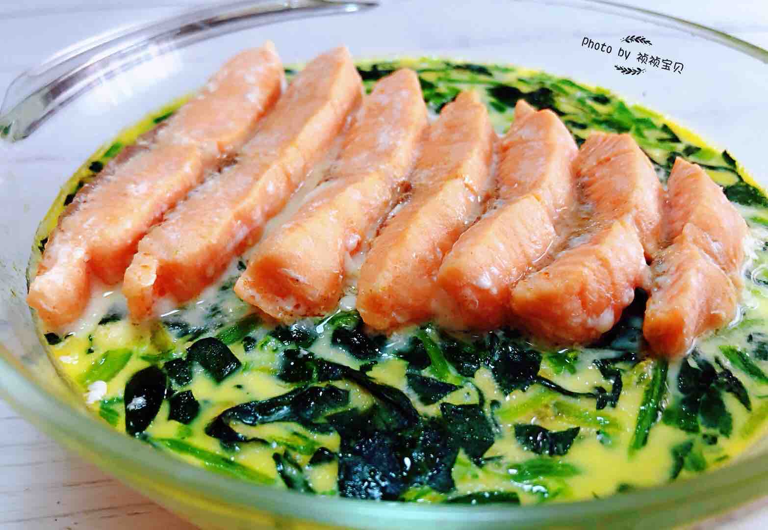 三文魚菠菜蒸蛋羹的做法-家常味蒸菜譜