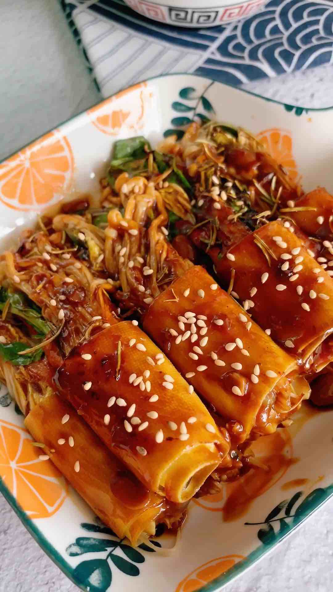 燒烤豆皮蔬菜卷的做法-咸鮮味烤菜譜