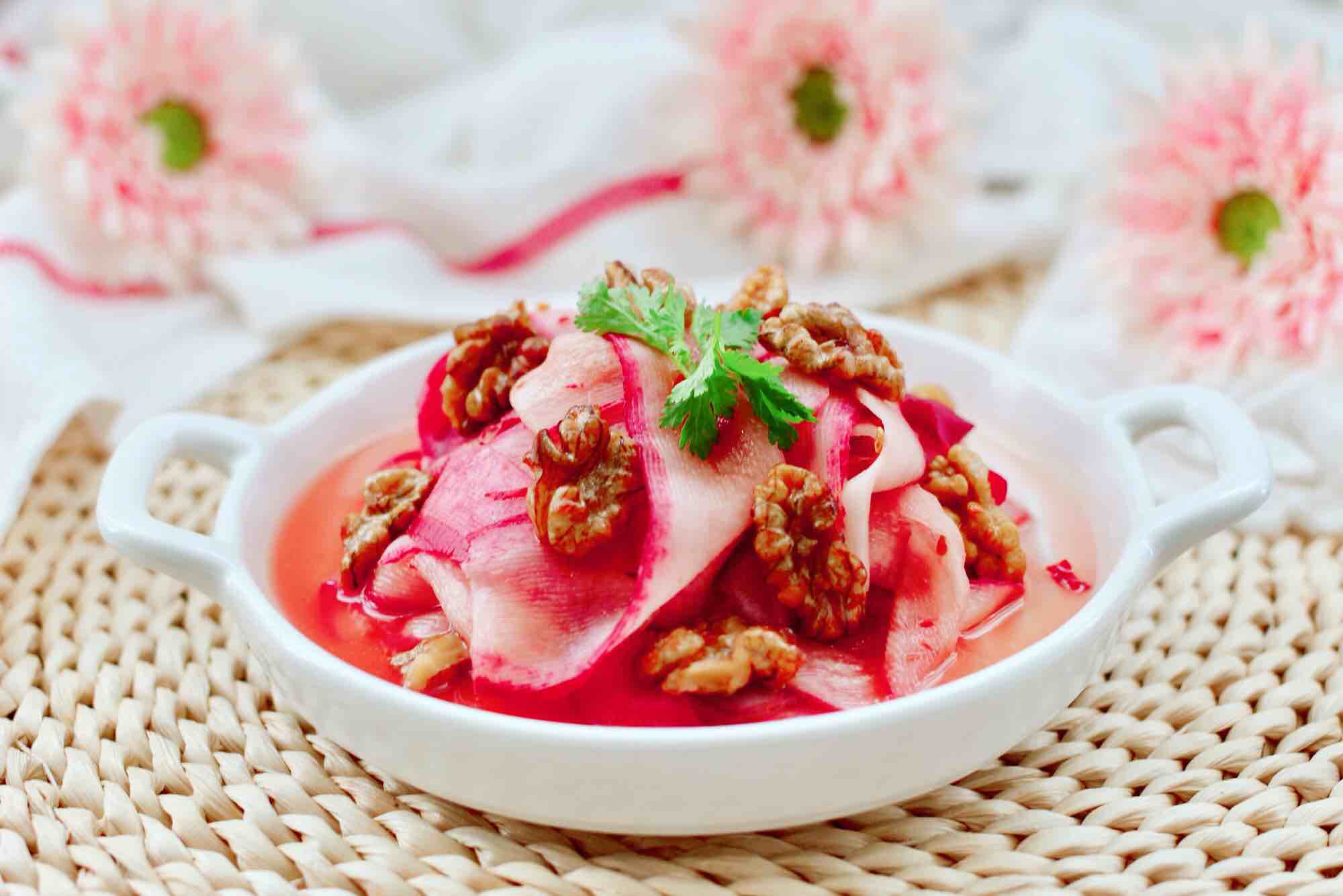 水蘿卜拌核桃仁的做法-酸甜味拌菜譜-易網健康養生網 水蘿卜拌核桃仁的做法-酸甜味拌菜譜