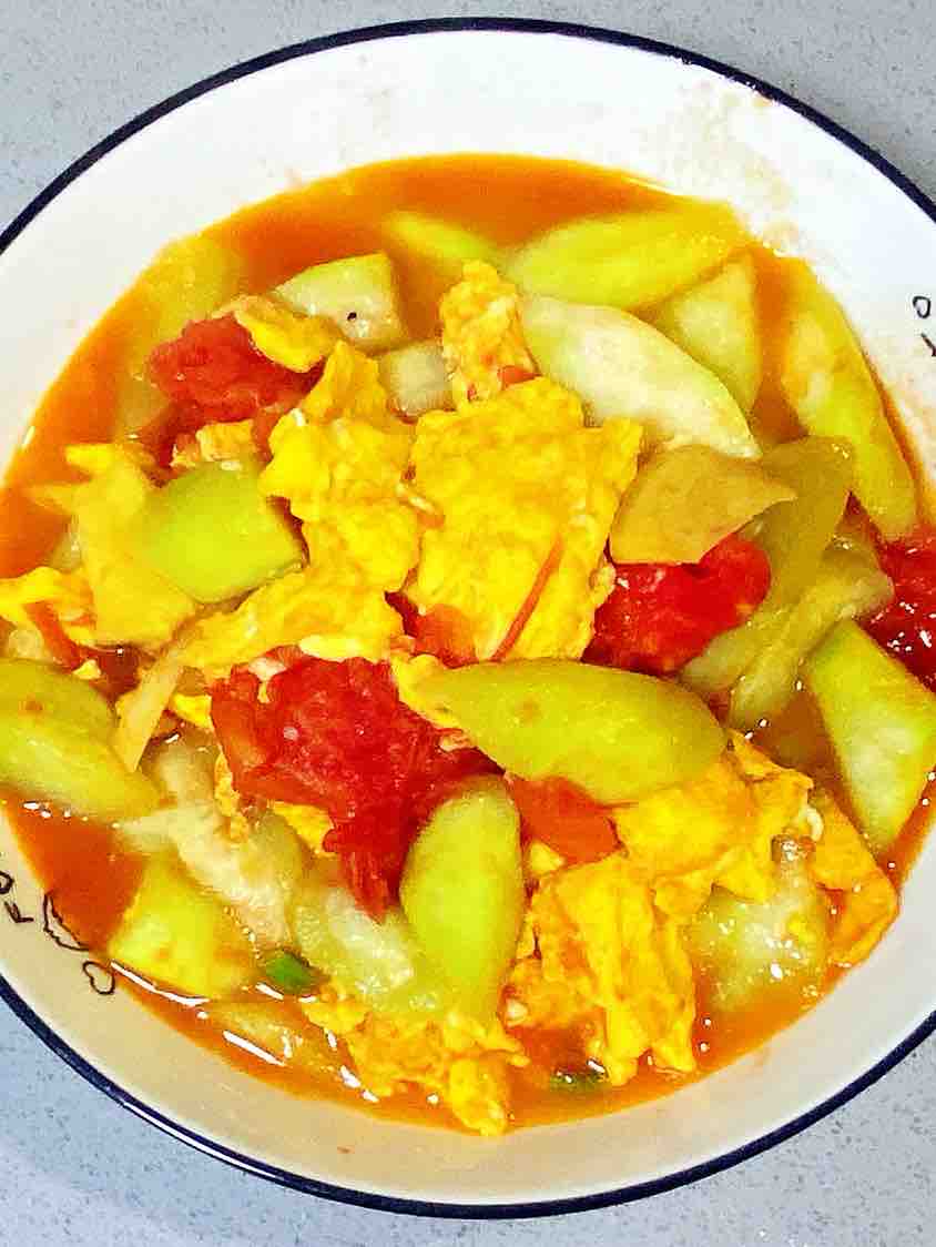 【孕婦食譜】番茄絲瓜炒雞蛋，酸酸甜甜，營養全面～的做法-咸鮮味炒菜譜