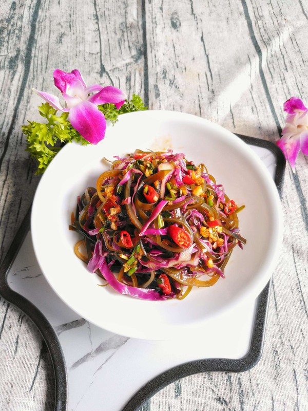 紫甘藍拌海帶絲的做法-酸辣味拌菜譜