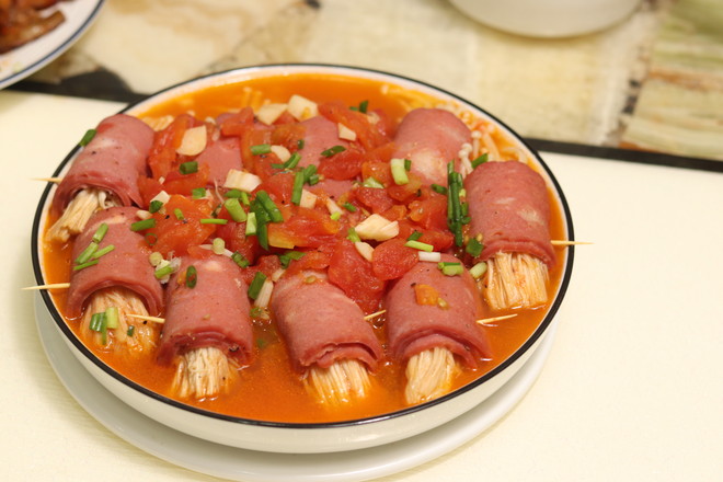 培根金針菇番茄湯的做法-家常味煮菜譜