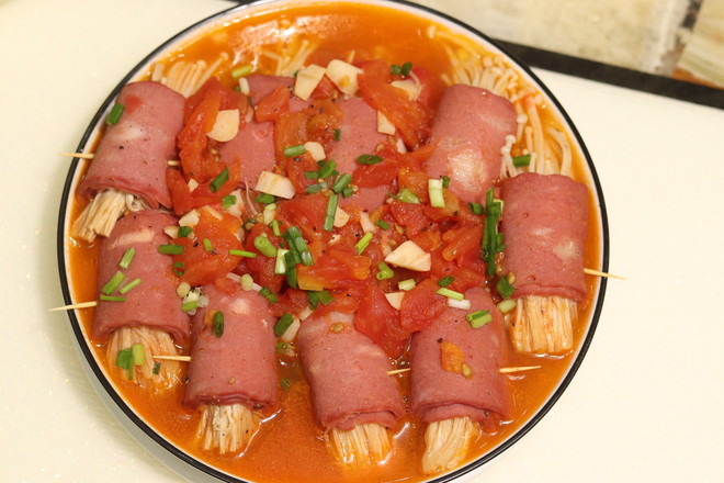 培根金針菇番茄湯的做法-家常味煮菜譜