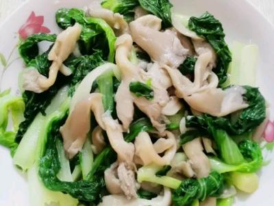 平菇炒小白菜的作法-咸鮮味炒菜譜