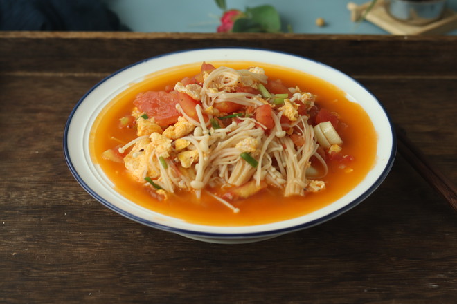 金針菇番茄雞蛋的做法-家常味炒菜譜