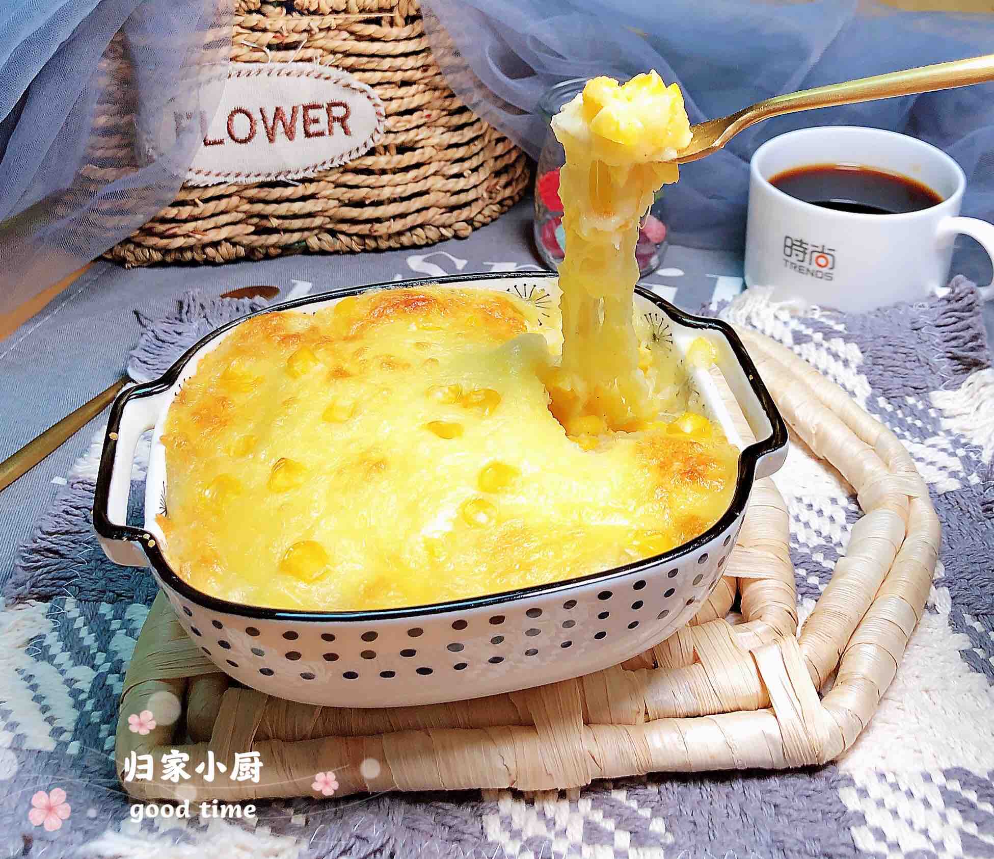 芝士焗玉米土豆泥的做法-黑椒味烤菜譜