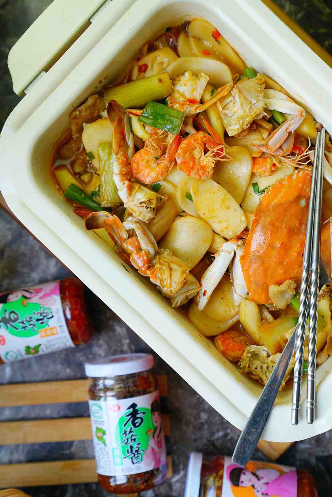 蟹蝦炒年糕的做法-咸鮮味炒菜譜