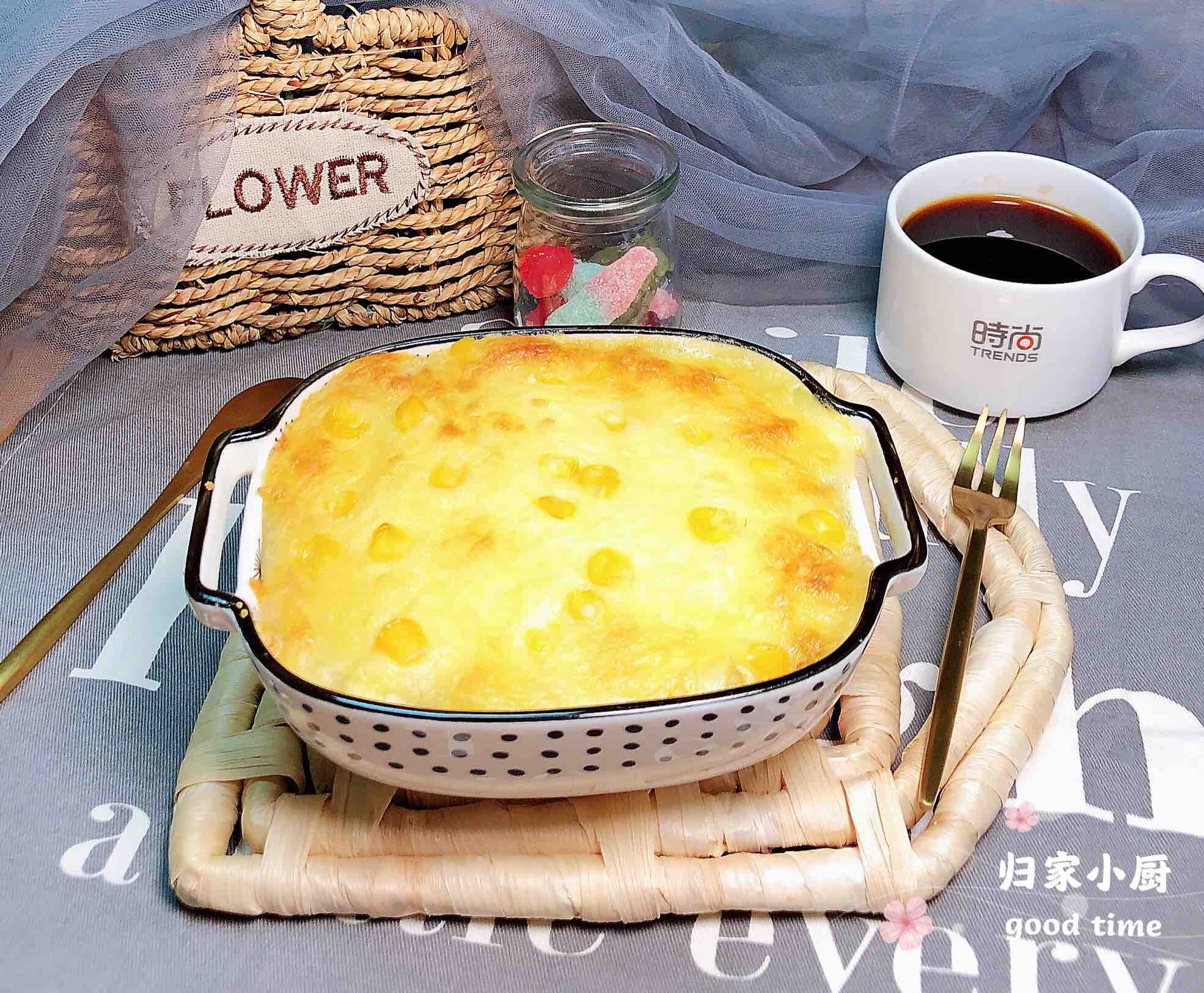 芝士焗玉米土豆泥的做法-黑椒味烤菜譜